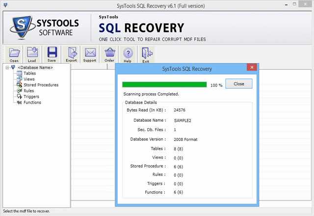 Scan MDF files of MS SQL Fix Database Error