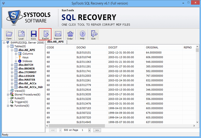 export MDF database files